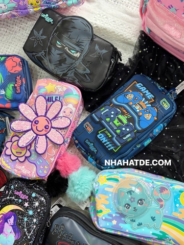 Hộp bút mềm Smiggle size TO 22x8x12cm nhiều mẫu cho bé trai, bé gái