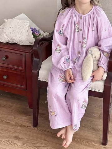 Bộ ngủ dài tay SIZE 90-150 xô đũi Ambb Kids 5 màu cho bé