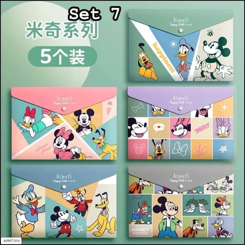 Set 5 túi đựng bài kiểm tra, hồ sơ 7 mẫu kích thước 33*23,5cm