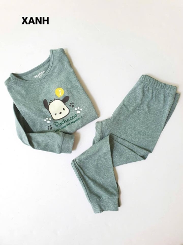 Bộ cotton dài tay Beemon 4 mẫu Melody hồng, Pochacco be, xanh, Capybara xám
