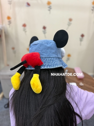 Mũ vành denim Mickey 2 màu xanh nhạt, xanh đậm