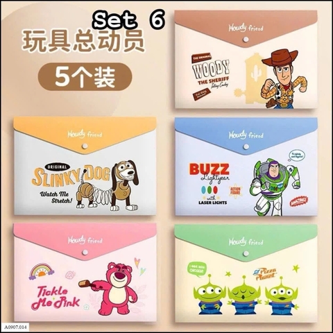 Set 5 túi đựng bài kiểm tra, hồ sơ 7 mẫu kích thước 33*23,5cm