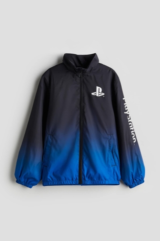 Áo khoác gió H&M màu xanh đen PLAY STATION
