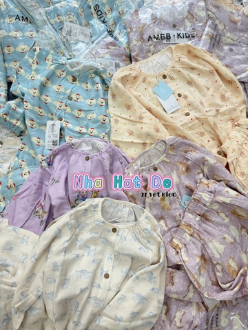 Bộ ngủ dài tay SIZE 90-150 xô đũi Ambb Kids 5 màu cho bé