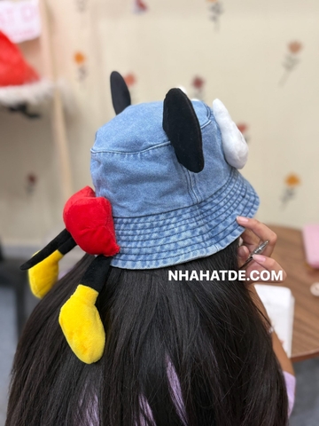 Mũ vành denim Mickey 2 màu xanh nhạt, xanh đậm