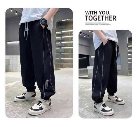 Quần nỉ jogger dòng nhỡ 2 màu xám, đen cho bé trai