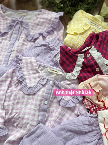 Bộ ngủ pyjama dài tay cho BÉ 3 màu tím, vàng, đỏ hãng Ulachoi's