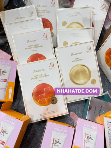 Hộp 5 miếng mặt nạ JM Solution loại Cá hồi và tinh chất vàng, S.O.S Ampoule Collagen