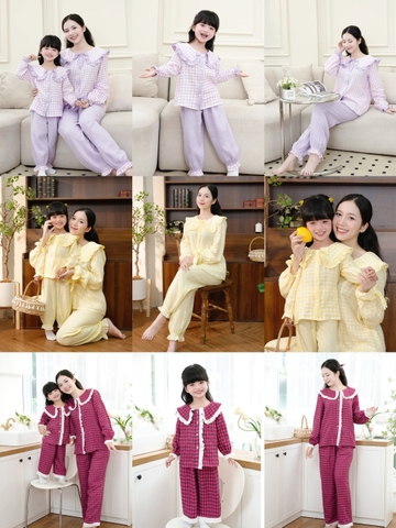 Bộ ngủ pyjama dài tay cho MẸ 3 màu tím, vàng, đỏ hãng Ulachoi's