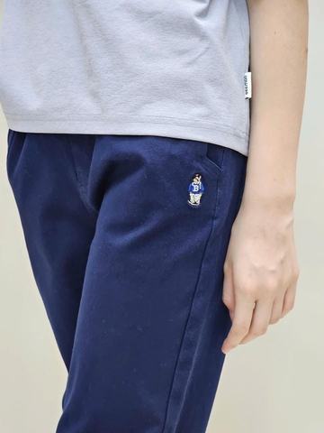 Quần dài Beemon kaki cạp chun in hình gấu 5 màu be, trắng, xám, đen, navy