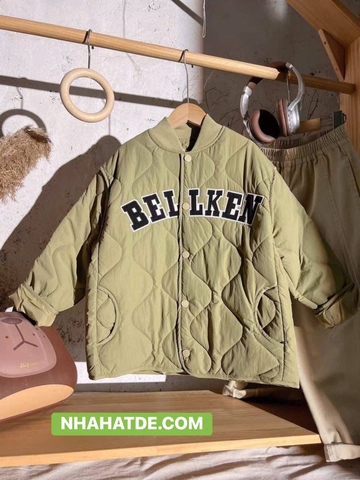 Áo khoác bomber trần bông BELLKEN xanh rêu