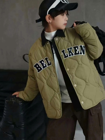 Áo khoác bomber trần bông BELLKEN xanh rêu