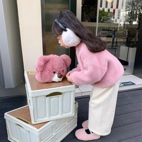 Áo len lông thỏ mềm 2 màu hồng, trắng