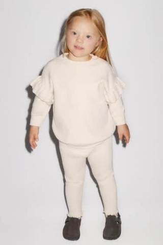 Legging len tăm Zara 2 màu ghi và trắng