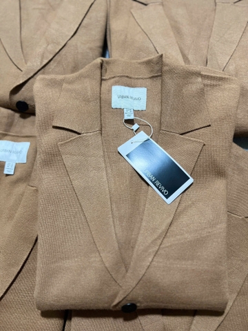 Áo khoác len cardigan vest 2 màu xám, nâu URBAN REVIVO