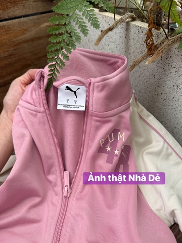 Áo khoác Puma số 48 raglan màu hồng trắng