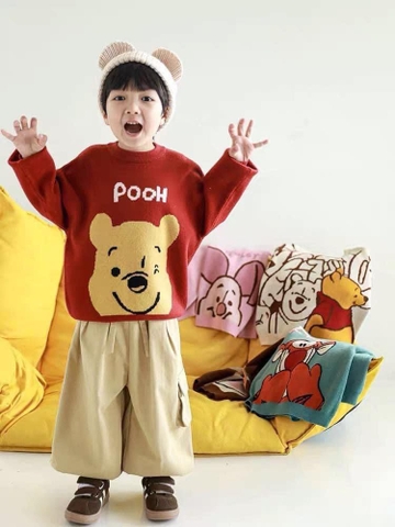 Áo len Winnie Pooh & Friends 5 mẫu - ĐỎ GẤU