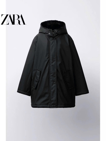 Áo khoác raincoat Zara lót lông 4 màu rêu, đen, be, tím