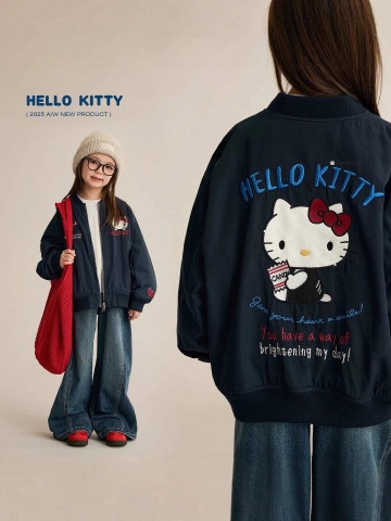Áo khoác bomber Hello Kitty xanh navy