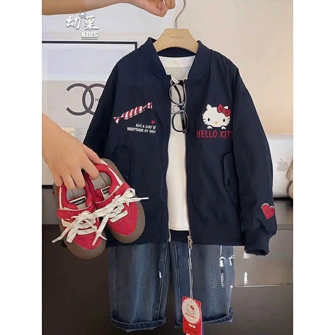 Áo khoác bomber Hello Kitty xanh navy