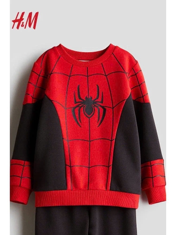 Bộ nỉ bông H&M người nhện Spiderman đỏ phối đen