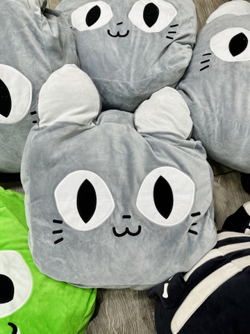 Gối bông mẫu Mèo ghi, xanh size TO big game