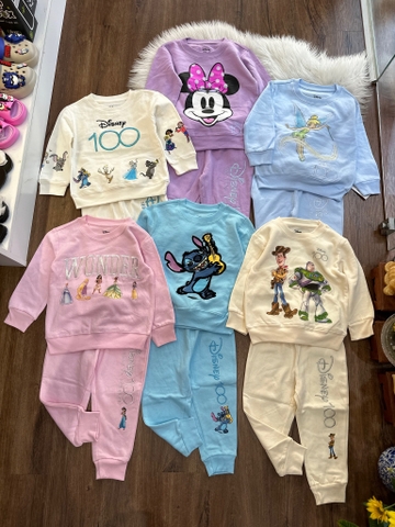 Bộ nỉ bông thu đông Disney 6 mẫu Stitch, Toys Story, Tinker Bell