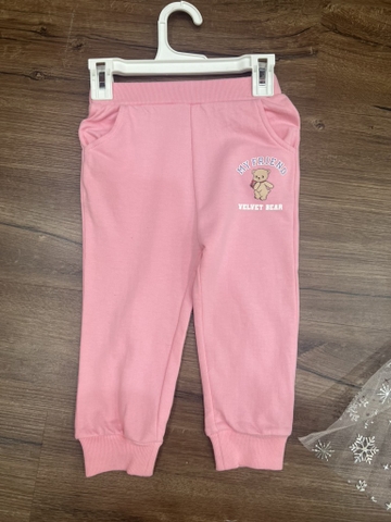 Quần nỉ bo gấu Velvet Bear hãng Little Bobdog màu hồng