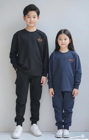 Bộ nỉ Beemon quần túi hộp 3 màu navy, ghi, đen