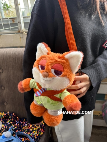 Túi đeo chéo gấu bông Zootopia 2 mẫu Thỏ xanh Judy và Cáo cam Nick