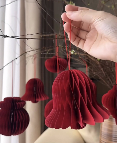 Set 10 đèn lồng giấy màu đỏ