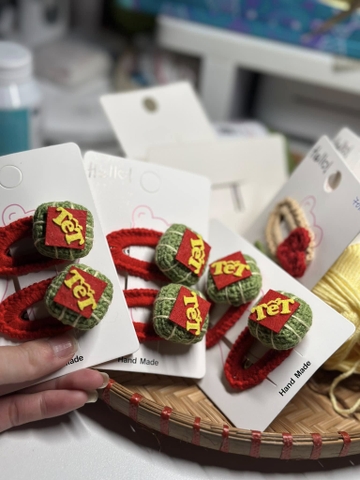 Set 2 kẹp tóc nhiều mẫu Tết bánh chưng, bánh tét