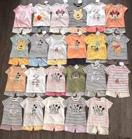 (HATTT) Bộ cotton cộc tay Disney size nhí nhiều mẫu: Gấu Pooh, Mickey, Tiger,..