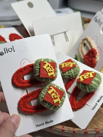 Set 2 kẹp tóc nhiều mẫu Tết bánh chưng, bánh tét