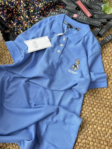 Váy polo Teenie Weenie thêu gấu 2 màu xanh dương, navy