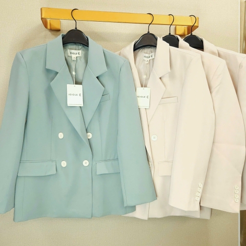 Áo vest blazer 2 màu xanh và trắng ICICLE