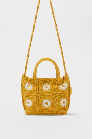 Túi vàng hoa cúc Zara crochet quai chéo
