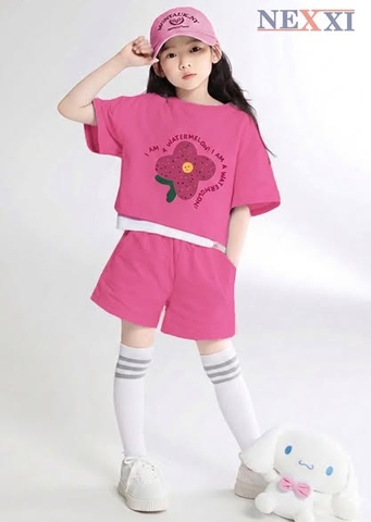 Bộ cộc tay quần sooc hồng đậm NEXXI Iam a watermelon