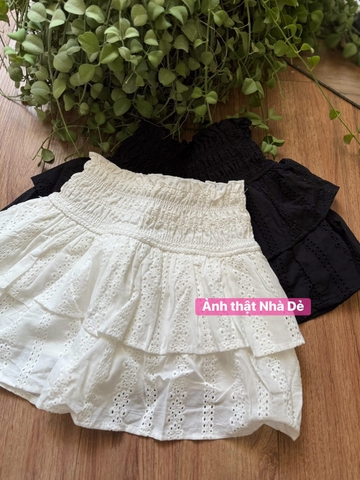Chân váy tầng chất thô hãng Zara 2 màu trắng, đen