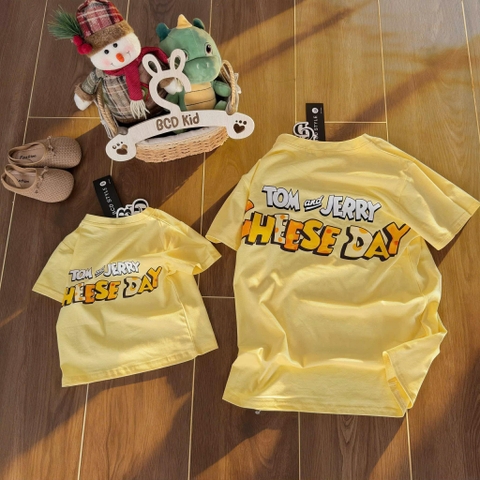 Áo phông size MẸ Tom Jerry Cheese Day màu vàng
