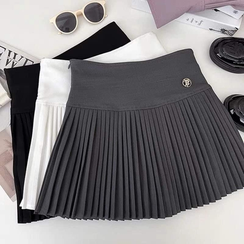 Chân váy xếp ly chữ A 3 màu đen, nâu, xám cho nữ