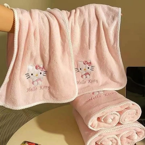 Set 2 khăn tắm cam hồng Hello Kitty size 70x135cm