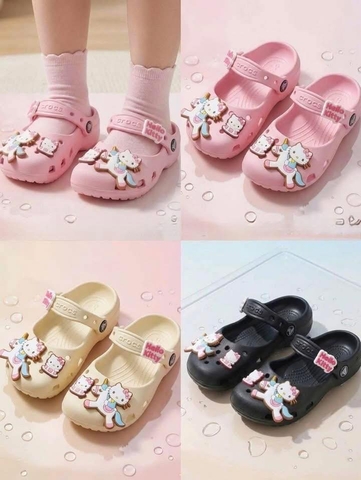 Dép crocs charm Hello Kitty 3 màu hồng, be, đen