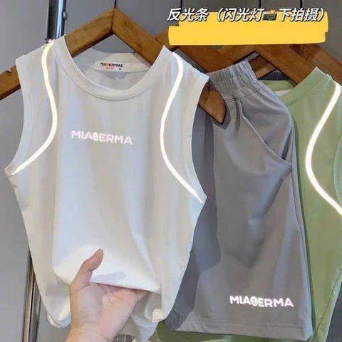 Bộ ba lỗ thun mềm phản quang 3 màu xanh mint, xanh da trời, trắng
