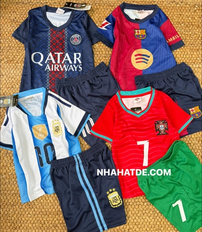 Bộ cộc tay bóng đá 4 màu Ronaldo, Qatar, Messi, Barcelona