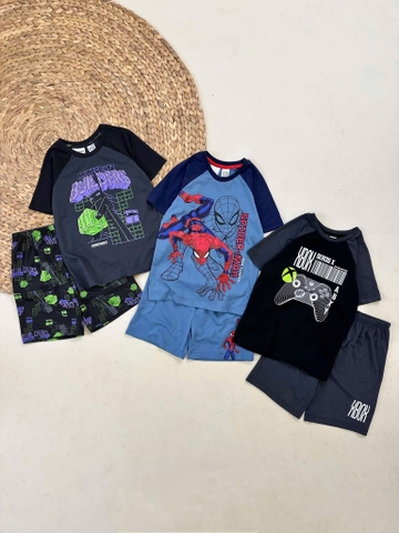 Bộ cộc tay bé trai 3 mẫu Minecraft, Spiderman, Xbox