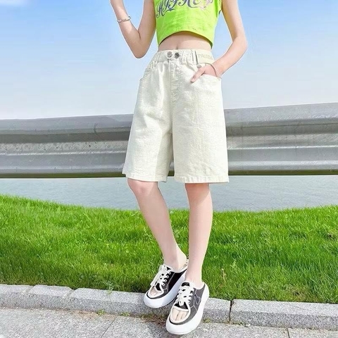 Quần short jean bé gái size đại 2 màu đen, trắng