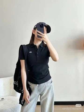 Áo polo cộc tay thun tăm Lacoste 2 màu trắng, đen