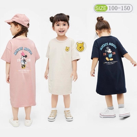 Váy cotton suông cộc tay Disney cho bé 3 mẫu