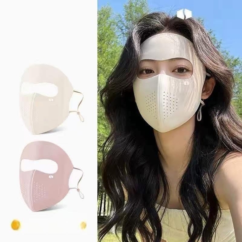 Khẩu trang chống nắng kín mặt Ice Silk lụa băng thoáng khí, chống tia UV 5 màu